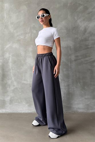 Füme Ayarlanabilir Bel Bol Paça Rahat Kesim Basic Kadın Eşofman Altı MG2122