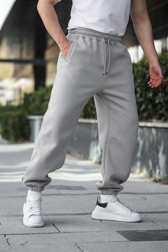 Boyalı Gri Rahat Kesim Paçası Lastikli Erkek Eşofman Altı E6579