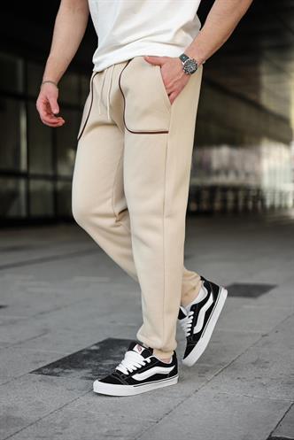 Bej Şerit Detaylı Jogger Eşofman Altı E6581