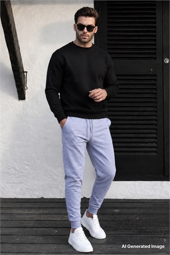 Madmext Men Elastic Bottom Gray Sweatpants 4821