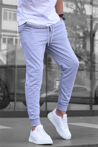 Gri Paçası Lastikli Erkek Battal Boy Eşofman Altı E6583