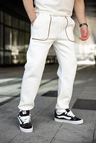 Ekru Şerit Detaylı Jogger Eşofman Altı E6581