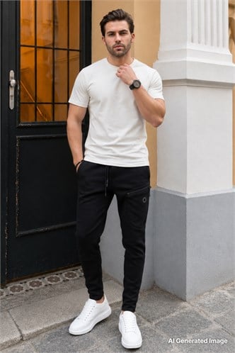 Madmext Men Basic Black Sweatpants 4207