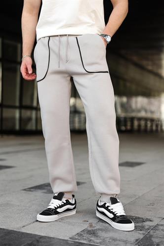 Boyalı Gri Şerit Detaylı Jogger Eşofman Altı E6581