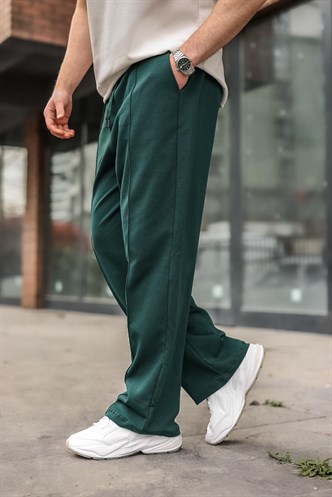 Nefti Yeşili Önü Dikiş Detaylı Relaxed Fit Erkek Eşofman Altı E6590