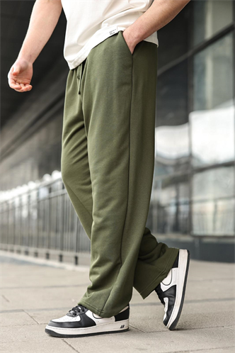 Haki Rahat Kesim Bol Paça Erkek Eşofman Altı E6589