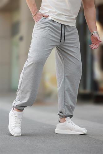 Gri Rahat Kesim Paçası Lastikli  Erkek Eşofman Altı E6573