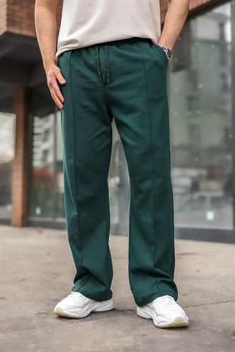 Nefti Yeşili Önü Dikiş Detaylı Relaxed Fit Erkek Eşofman Altı E6590