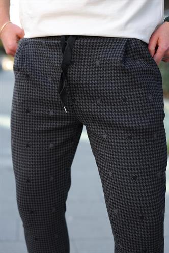 Madmext Ekoseli Siyah Eşofman E4219