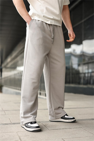 Boyalı Gri Rahat Kesim Bol Paça Erkek Eşofman Altı E6589