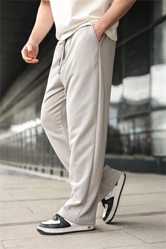 Boyalı Gri Rahat Kesim Bol Paça Erkek Eşofman Altı E6589