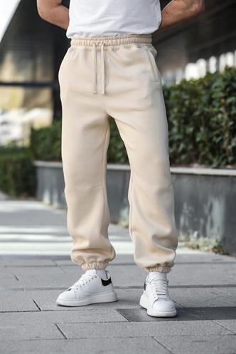 Bej Rahat Kesim Paçası Lastikli Erkek Eşofman Altı E6579