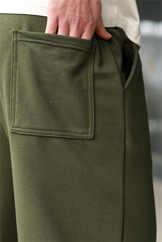 Haki Rahat Kesim Bol Paça Erkek Eşofman Altı E6589