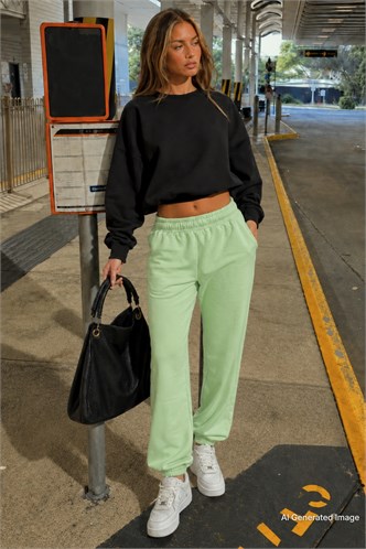 Fıstık Yeşili Comfort Fit Basic Eşofman Altı MG1635