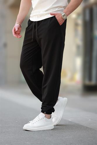 Siyah Rahat Kesim Paçası Lastikli  Erkek Eşofman Altı E6573