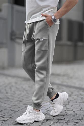 Boyalı Gri Kargo Cep Basic Eşofman Altı 6527