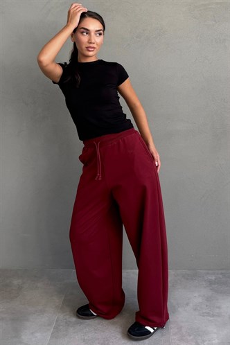 Bordo Stoperli Barrel Fit Kadın Eşofman Altı MG2840