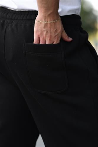 Siyah Rahat Kesim Paçası Lastikli Erkek Eşofman Altı E6579