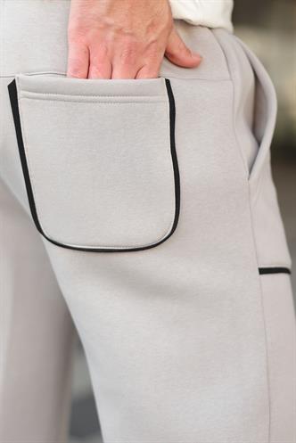 Boyalı Gri Şerit Detaylı Jogger Eşofman Altı E6581