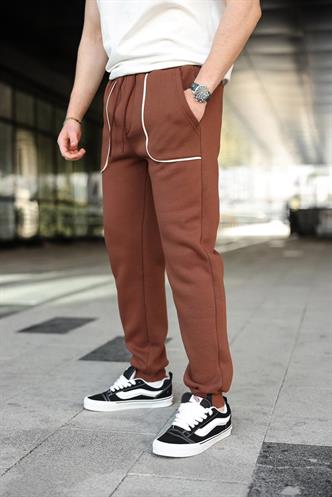 Acı Kahverengi Şerit Detaylı Jogger Eşofman Altı E6581