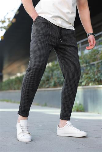 Madmext Ekoseli Siyah Eşofman E4219