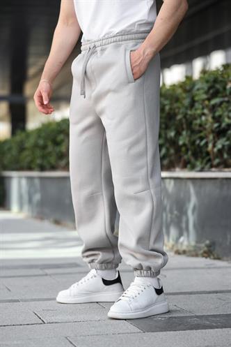 Boyalı Gri Rahat Kesim Paçası Lastikli Erkek Eşofman Altı E6579