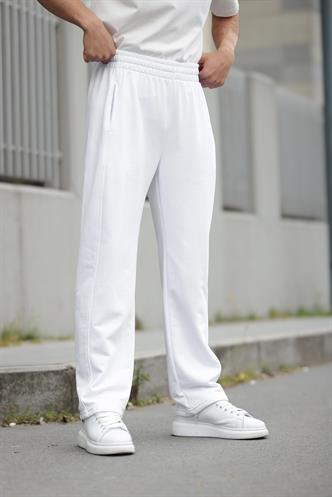  Madmext Beyaz Rahat Kesim Erkek Eşofman Altı E6560