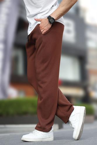 Acı Kahverengi Geniş Kesim Düz Paça Eşofman Altı 6550