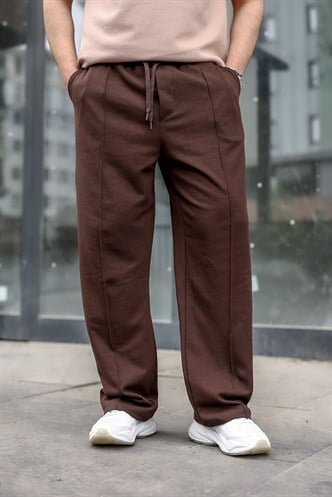 Acı Kahverengi Önü Dikiş Detaylı Relaxed Fit Erkek Eşofman Altı E6590