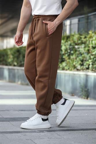 Kahverengi Rahat Kesim Paçası Lastikli Erkek Eşofman Altı E6579