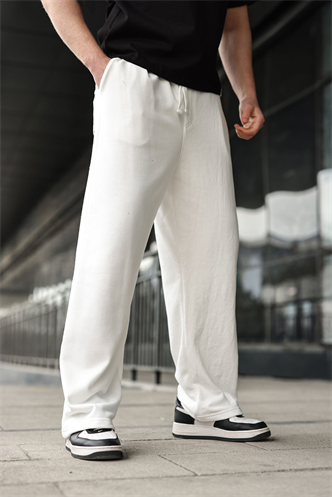 Ekru Rahat Kesim Bol Paça Erkek Eşofman Altı E6589