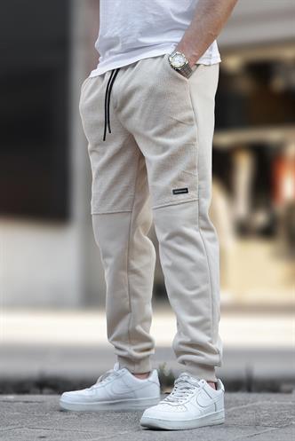 Bej Erkek Paçası Lastikli Polar Eşofman Altı 6555