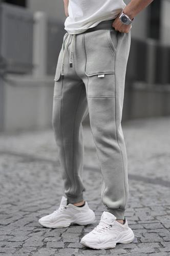 Boyalı Gri Kargo Cep Basic Eşofman Altı 6527