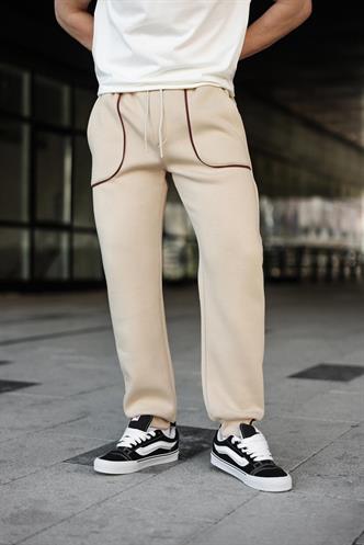 Bej Şerit Detaylı Jogger Eşofman Altı E6581