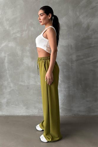 Fıstık Yeşili  Yumuşak Dokulu Palazzo Jogger Kadın Eşofman Altı MG2122