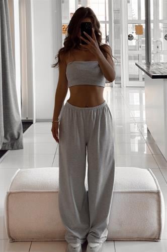 Gri Barrel Fit Kadın Eşofman Altı MG2553