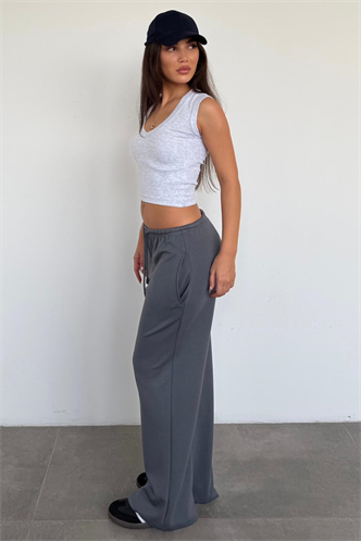 Füme Geniş Paça Barrel Fit Eşofman Altı MG2646