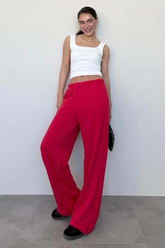 Kırmızı Bol Paça Kadın Eşofman Altı MG2279