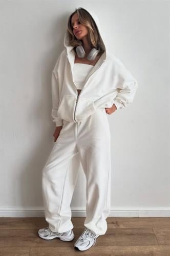 Beyaz Barrel Fit Kadın Eşofman Altı MG2553