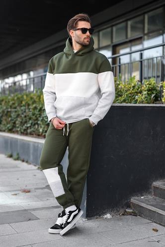 Haki Kapüşonlu Erkek Eşofman Takımı 5926