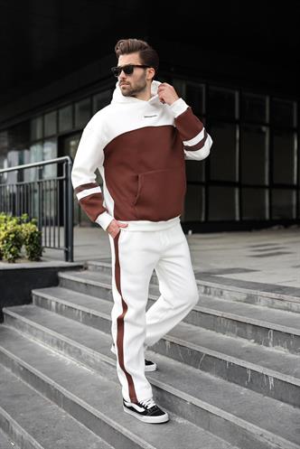 Ekru Alt Üst Kapüşonlu Eşofman Takımı E7340