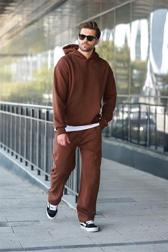 Acı Kahve Kapüşonlu Erkek Eşofman Takımı E7324