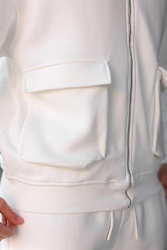 Ekru Kapüşonlu Kargo Cepli Erkek Eşofman Takımı E7342