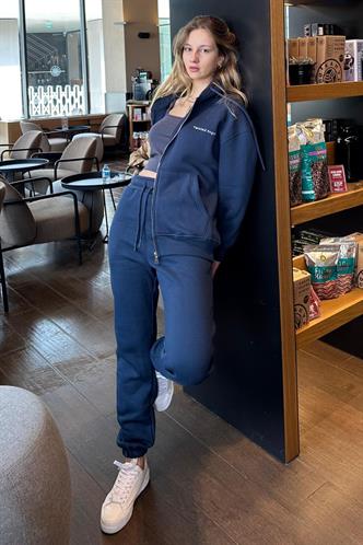 Lacivert Kapüşonlu Fermuarlı Eşofman Takımı MG2227