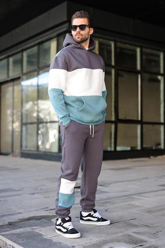 Füme Kapüşonlu Erkek Eşofman Takımı 5926