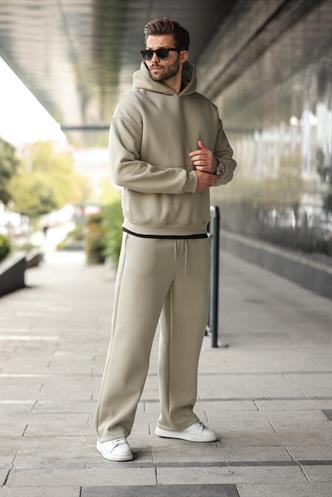 Mint Yeşili Kapüşonlu Kanguru Cep Erkek Eşofman Takımı E7338