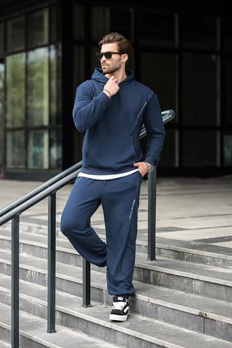 Lacivert Kapüşonlu Kanguru Cep Erkek Eşofman Takımı E7325