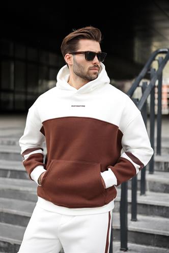 Ekru Alt Üst Kapüşonlu Eşofman Takımı E7340