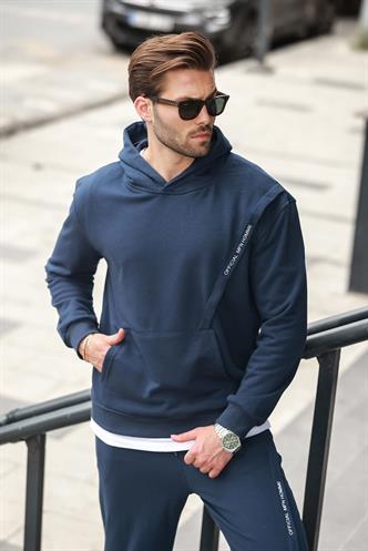 Lacivert Kapüşonlu Kanguru Cep Erkek Eşofman Takımı E7325