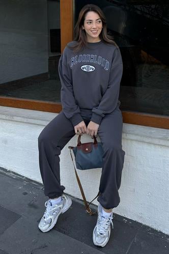 Füme Bisiklet Yaka Alt Üst Eşofman Takım MG2213